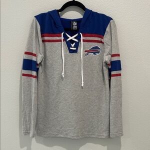 Buffalo Bills (NFL) Gray and Blue Lace-Up Hoodie